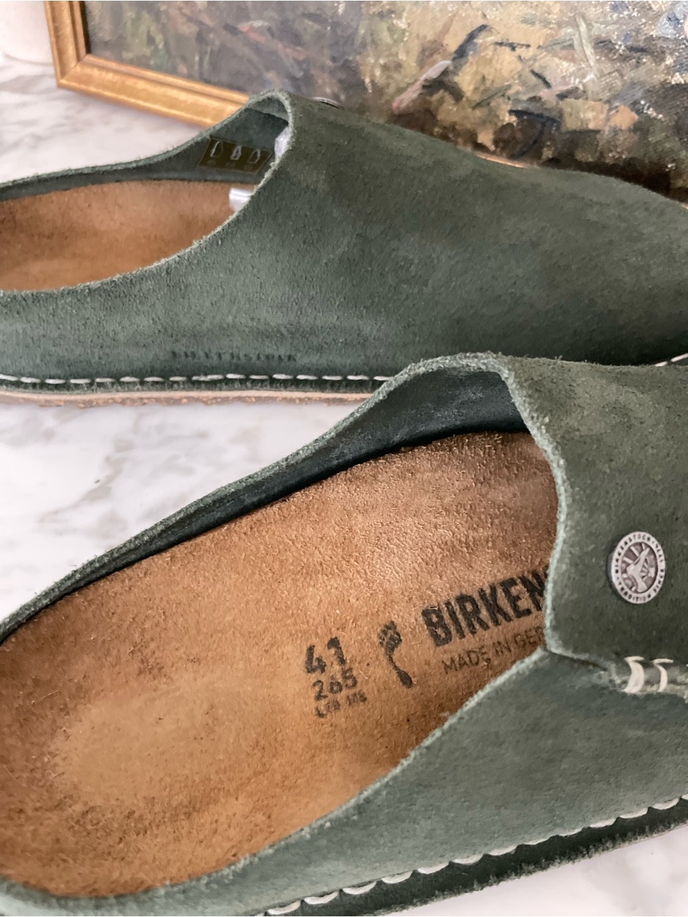 Birkenstock Zermatt Premium Lutry Mules Size 10 (41) Green Suede Clog - Picture 8 of 8